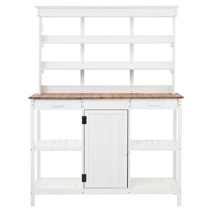 Room & Decor 66" Outdoor Farmhouse Wooden Potting Bench with Drawers &
