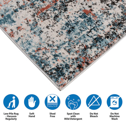 Room & Decor Abstract Multi-Color Polyester Area Rug - Soft & Durable