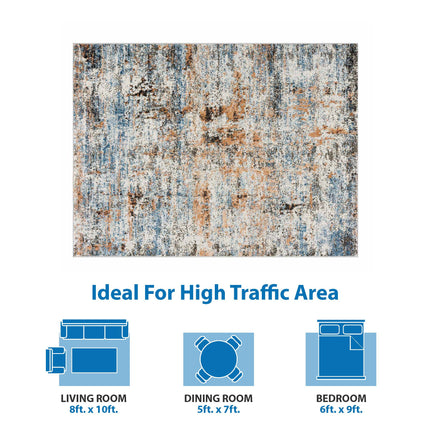 Room & Decor Abstract Multi-Color Polyester Area Rug - Soft & Durable