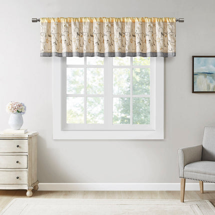 Room and Decor Embroidered Yellow Window Valance, 50x18", Multicolor D