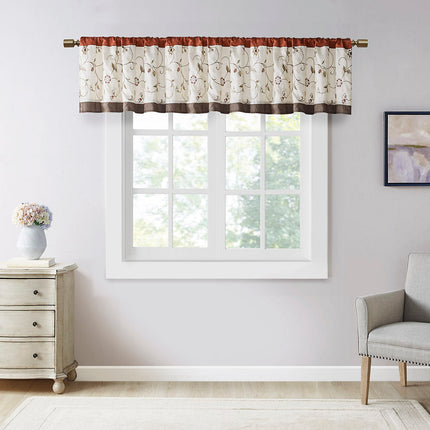 Room and Decor Embroidered Multicolor Window Valance, 50x18" Polyester