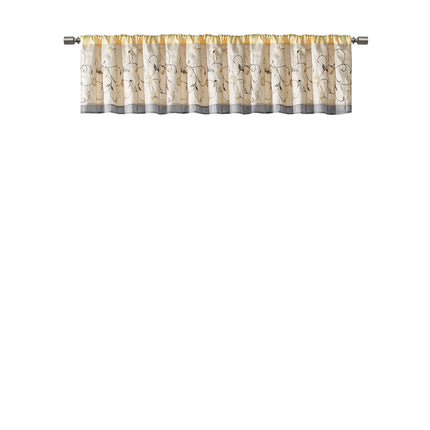 Room and Decor Embroidered Yellow Window Valance, 50x18", Multicolor D