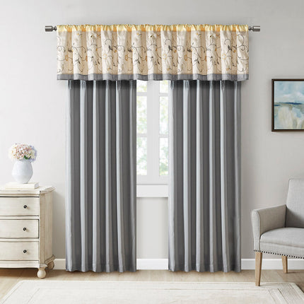 Room and Decor Embroidered Yellow Window Valance, 50x18", Multicolor D