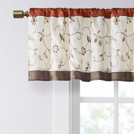 Room and Decor Embroidered Multicolor Window Valance, 50x18" Polyester