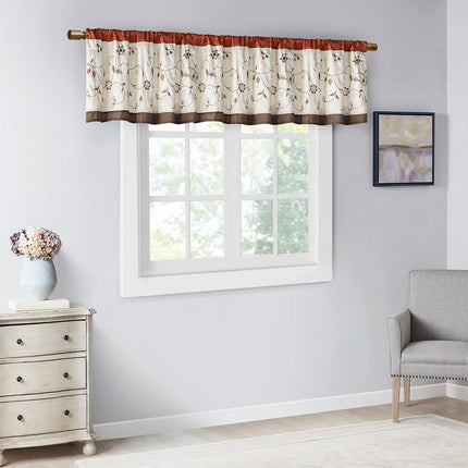 Room and Decor Embroidered Multicolor Window Valance, 50x18" Polyester