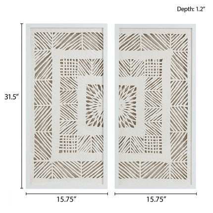 Room & Decor Framed Geometric Rice Paper Shadowbox Wall Art Set, 2 Pcs