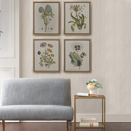 Room and Decor 4 Piece Framed Botanical Canvas Art Set - Green MDF, Re