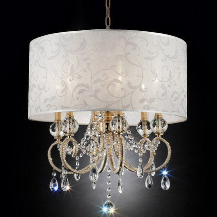 Room & Decor Aurora 24.5" Tall Metal Ceiling Lamp, Brass Gold & Crysta