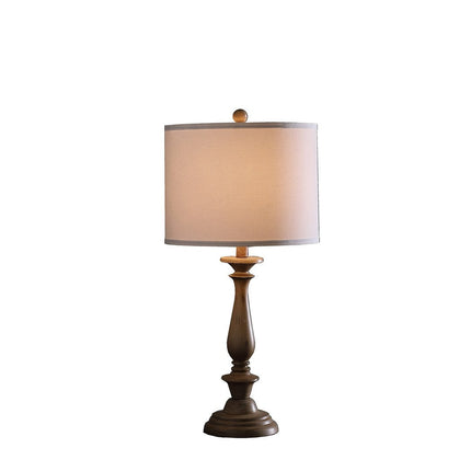 Room & Decor Coastal Wood Effect 27.5" Table Lamp - Cream Polyresin, S