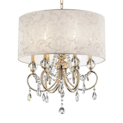 Room & Decor Aurora 24.5" Tall Metal Ceiling Lamp, Brass Gold & Crysta