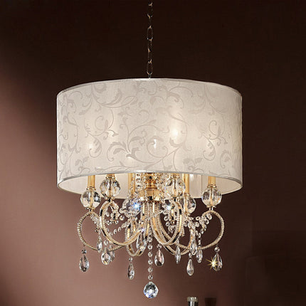 Room & Decor Aurora 24.5" Tall Metal Ceiling Lamp, Brass Gold & Crysta