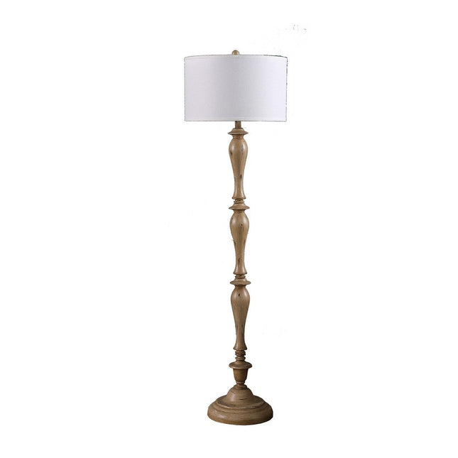 Room & Decor 61.5" Coastal Wood Effect Polyresin Floor Lamp - Cream Fi