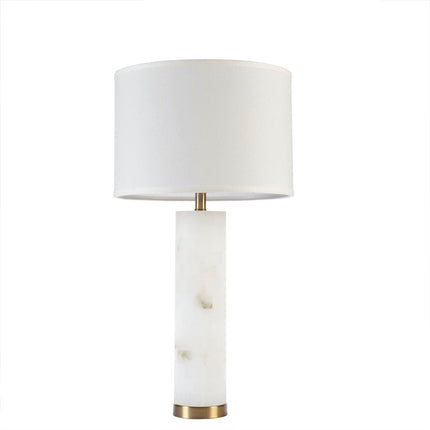 Room & Decor Alabaster Table Lamp - White Gold Metal, Elegant Design