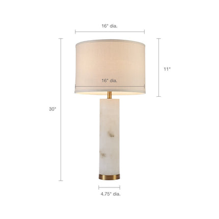 Room & Decor Alabaster Table Lamp - White Gold Metal, Elegant Design