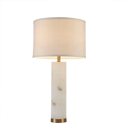 Room & Decor Alabaster Table Lamp - White Gold Metal, Elegant Design