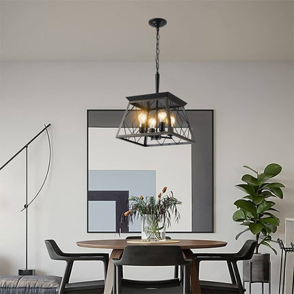 Room and Decor Vintage 4-Light Farmhouse Chandelier - Iron & Gold Fini
