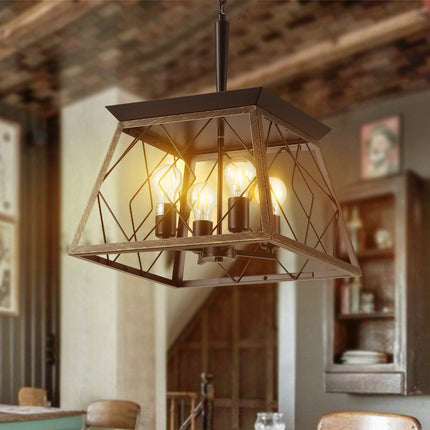Room and Decor Vintage 4-Light Farmhouse Chandelier - Iron & Gold Fini