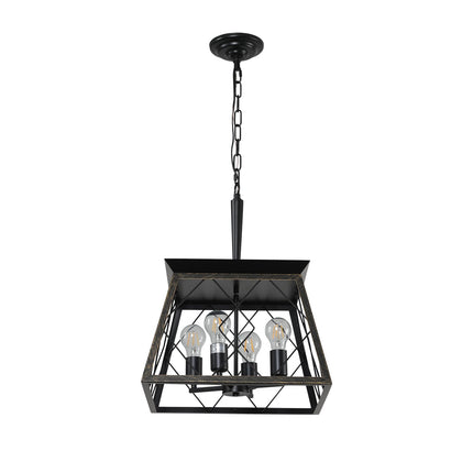 Room and Decor Vintage 4-Light Farmhouse Chandelier - Iron & Gold Fini