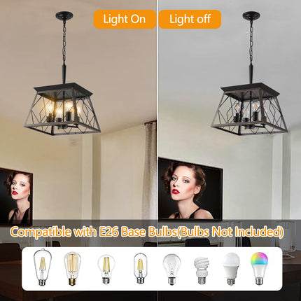 Room and Decor Vintage 4-Light Farmhouse Chandelier - Iron & Gold Fini