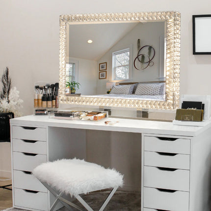 Room & Decor Dimmable LED Crystal Mirror Light - Modern Transparent De