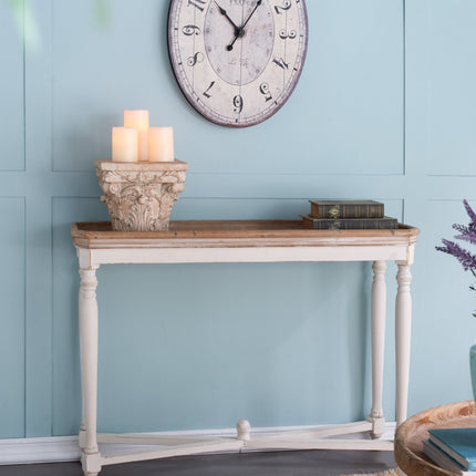 Room and Decor Antique White Oval Wall Clock - Vintage Design, MDF