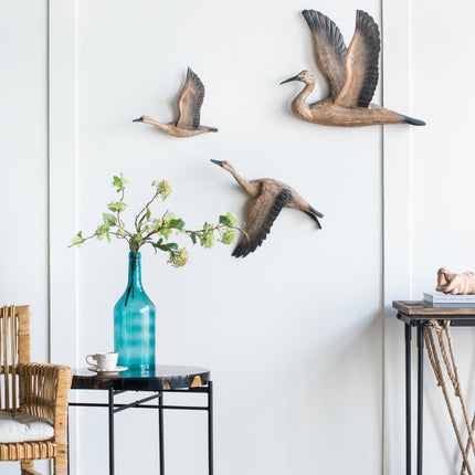 Room and Decor Set of 3 Brown Pine Migrating Bird Wall Art Decor