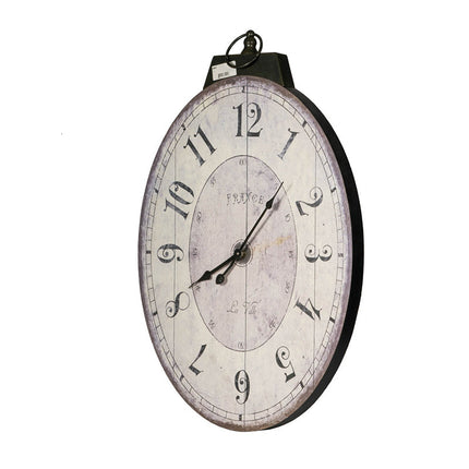 Room and Decor Antique White Oval Wall Clock - Vintage Design, MDF