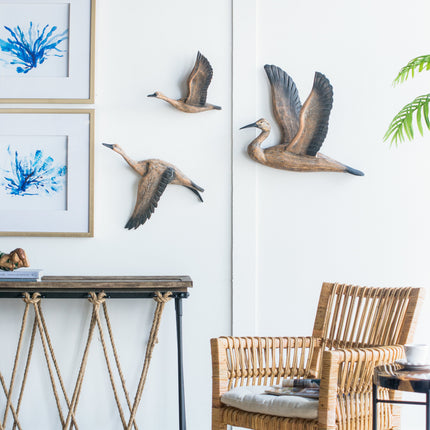 Room and Decor Set of 3 Brown Pine Migrating Bird Wall Art Decor