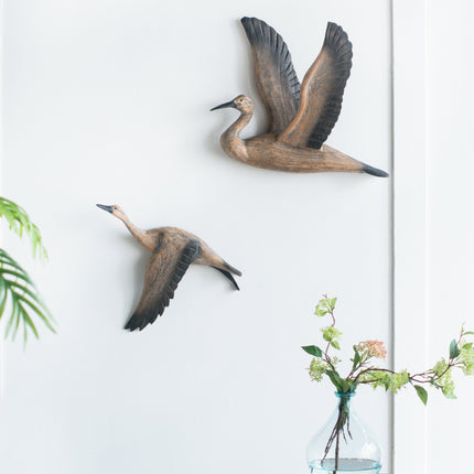 Room and Decor Set of 3 Brown Pine Migrating Bird Wall Art Decor