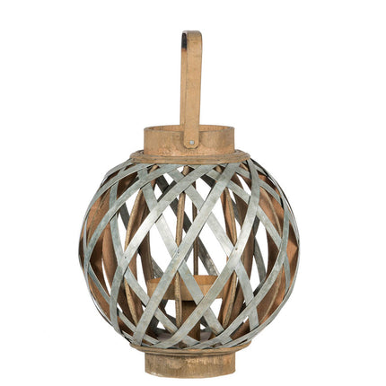 Room & Decor Silver Iron Decorative Lantern with Handle for Indoor/Out