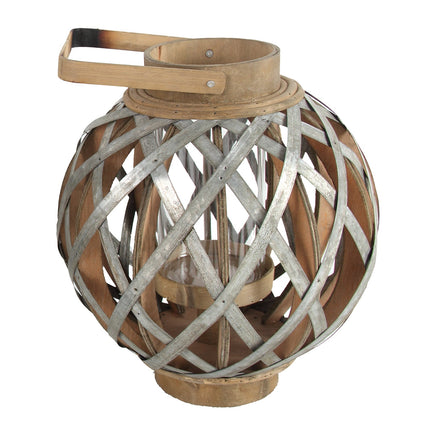 Room & Decor Silver Iron Decorative Lantern with Handle for Indoor/Out