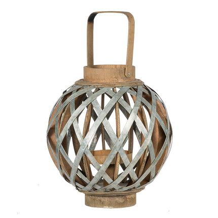 Room & Decor Silver Iron Decorative Lantern with Handle for Indoor/Out