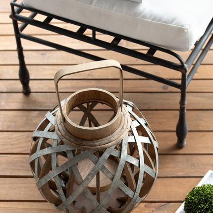 Room & Decor Silver Iron Decorative Lantern with Handle for Indoor/Out