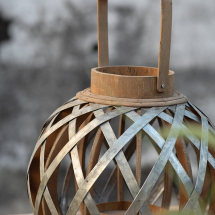 Room & Decor Silver Iron Decorative Lantern with Handle for Indoor/Out