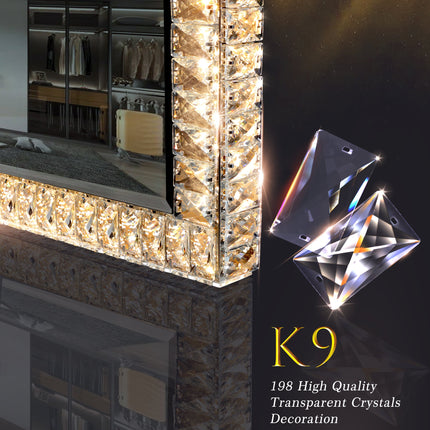 Room & Decor Dimmable LED Crystal Mirror Light - Modern Transparent De