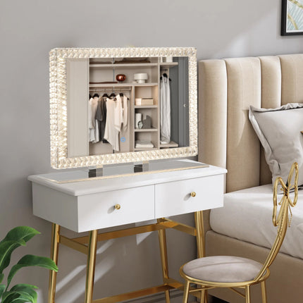 Room & Decor Dimmable LED Crystal Mirror Light - Modern Transparent De