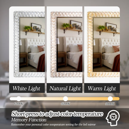 Room & Decor Dimmable LED Crystal Mirror Light - Modern Transparent De