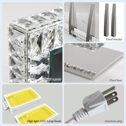 Room & Decor Dimmable LED Crystal Mirror Light - Modern Transparent De