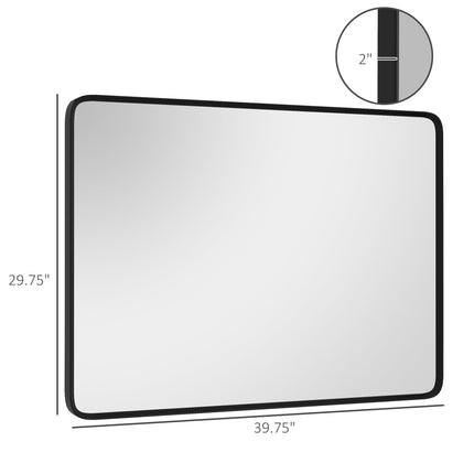 Room and Decor 40x30 Inch Rectangular Wall Mirror, Aluminum Frame, Ver