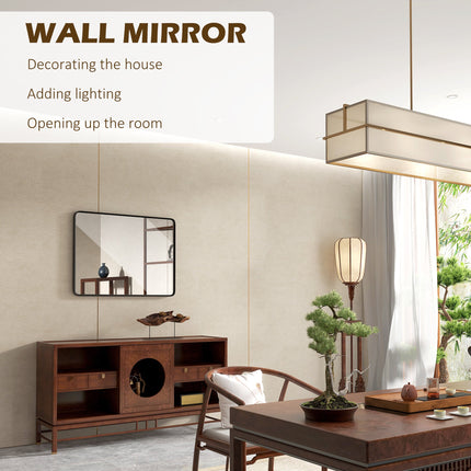 Room and Decor 40x30 Inch Rectangular Wall Mirror, Aluminum Frame, Ver