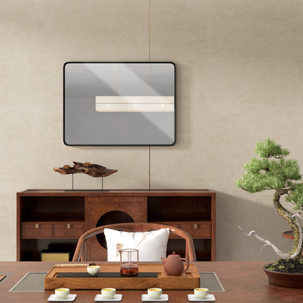 Room and Decor 40x30 Inch Rectangular Wall Mirror, Aluminum Frame, Ver