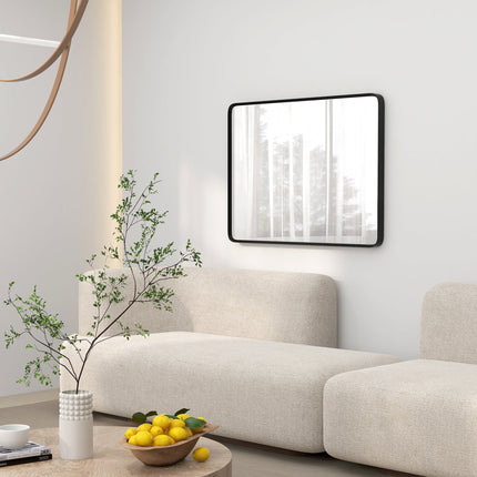 Room and Decor 40x30 Inch Rectangular Wall Mirror, Aluminum Frame, Ver