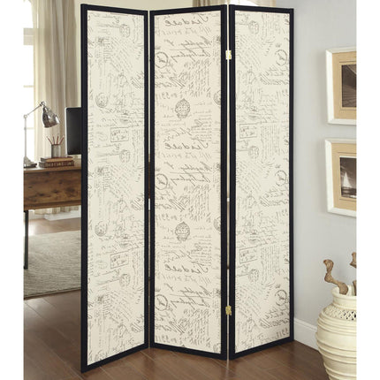 Room & Decor Beige & Espresso 3-Panel Folding Screen with Traditional
