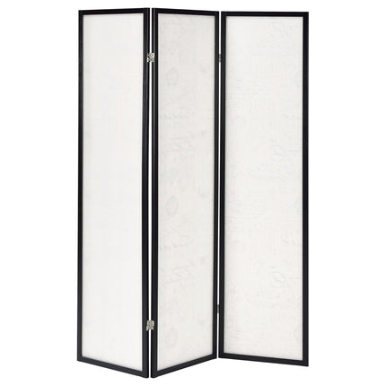 Room & Decor Beige & Espresso 3-Panel Folding Screen with Traditional