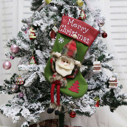2024 New Year Xmas Big Stockings Set Decorations Christmas 3D Plush Big Sock Christmas Tree Pendant Decorating Supplies - Très Elite