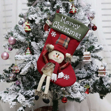 2024 New Year Xmas Big Stockings Set Decorations Christmas 3D Plush Big Sock Christmas Tree Pendant Decorating Supplies - Très Elite