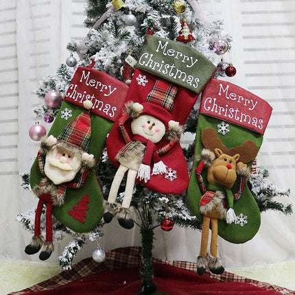 2024 New Year Xmas Big Stockings Set Decorations Christmas 3D Plush Big Sock Christmas Tree Pendant Decorating Supplies - Très Elite