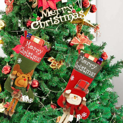 2024 New Year Xmas Big Stockings Set Decorations Christmas 3D Plush Big Sock Christmas Tree Pendant Decorating Supplies - Très Elite