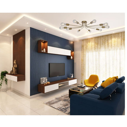 Room & Decor 10-Light Brushed Gold Sputnik Chandelier, Modern Design