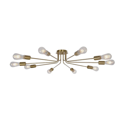 Room & Decor 10-Light Brushed Gold Sputnik Chandelier, Modern Design